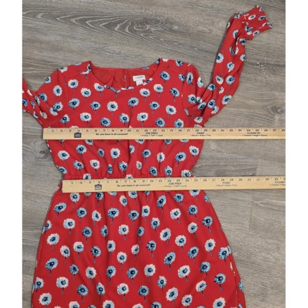 J. Crew Women's Dandelion Print Long Sleeve Dress Ruffle Elastic Cuff‎ Size 8